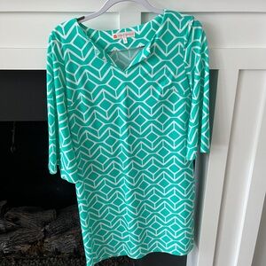 Jude Connally Teal Graphic Tunic with 3/4 Sleeves